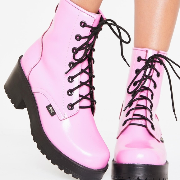 Dolls Kill Shoes | Roc Boots Australia Bubblegum Chisel Boots | Color: Black/Pink | Size: 6 | Endeavor's Closet
